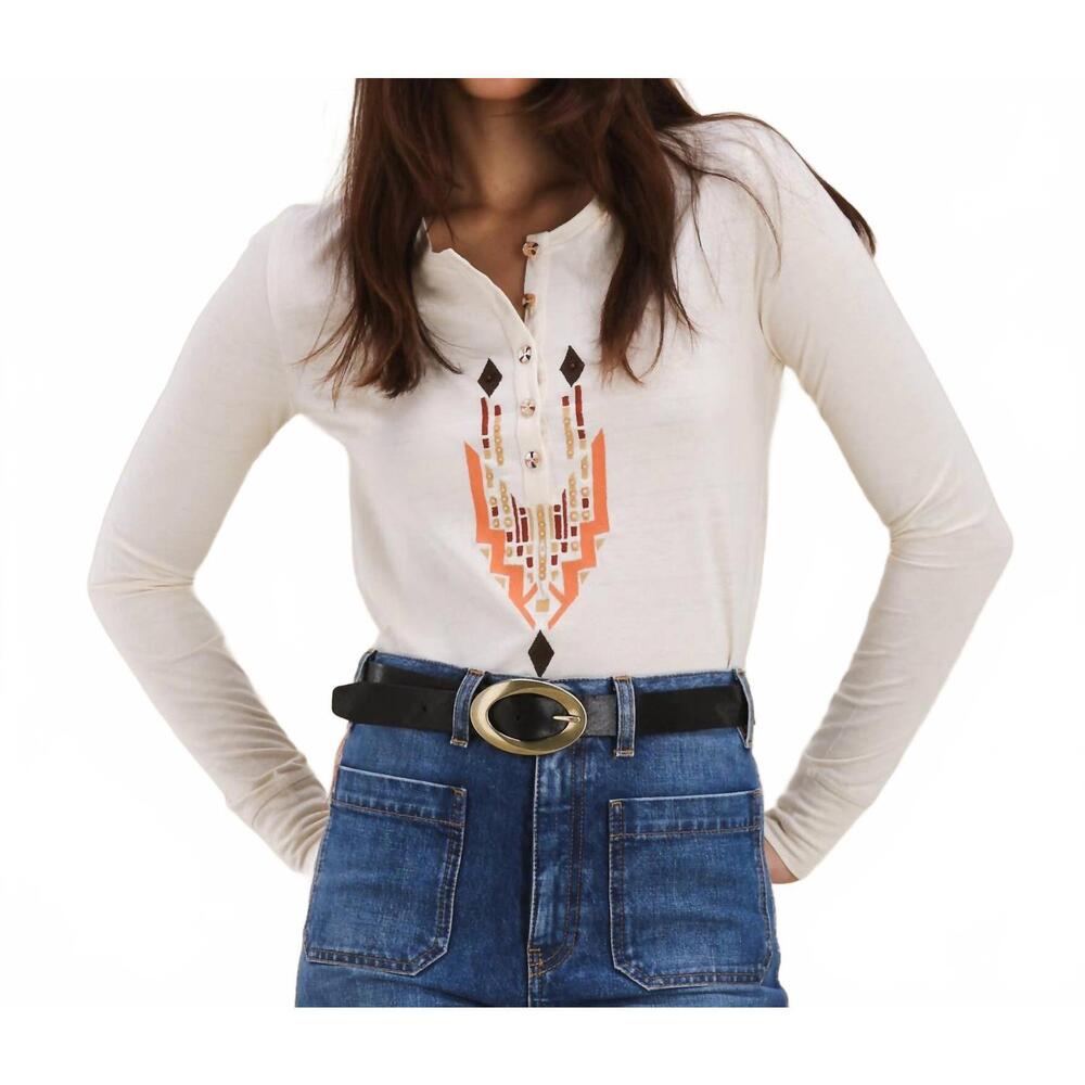 NEW FORTELA embroidered cotton long sleeve t-shirt in milk
